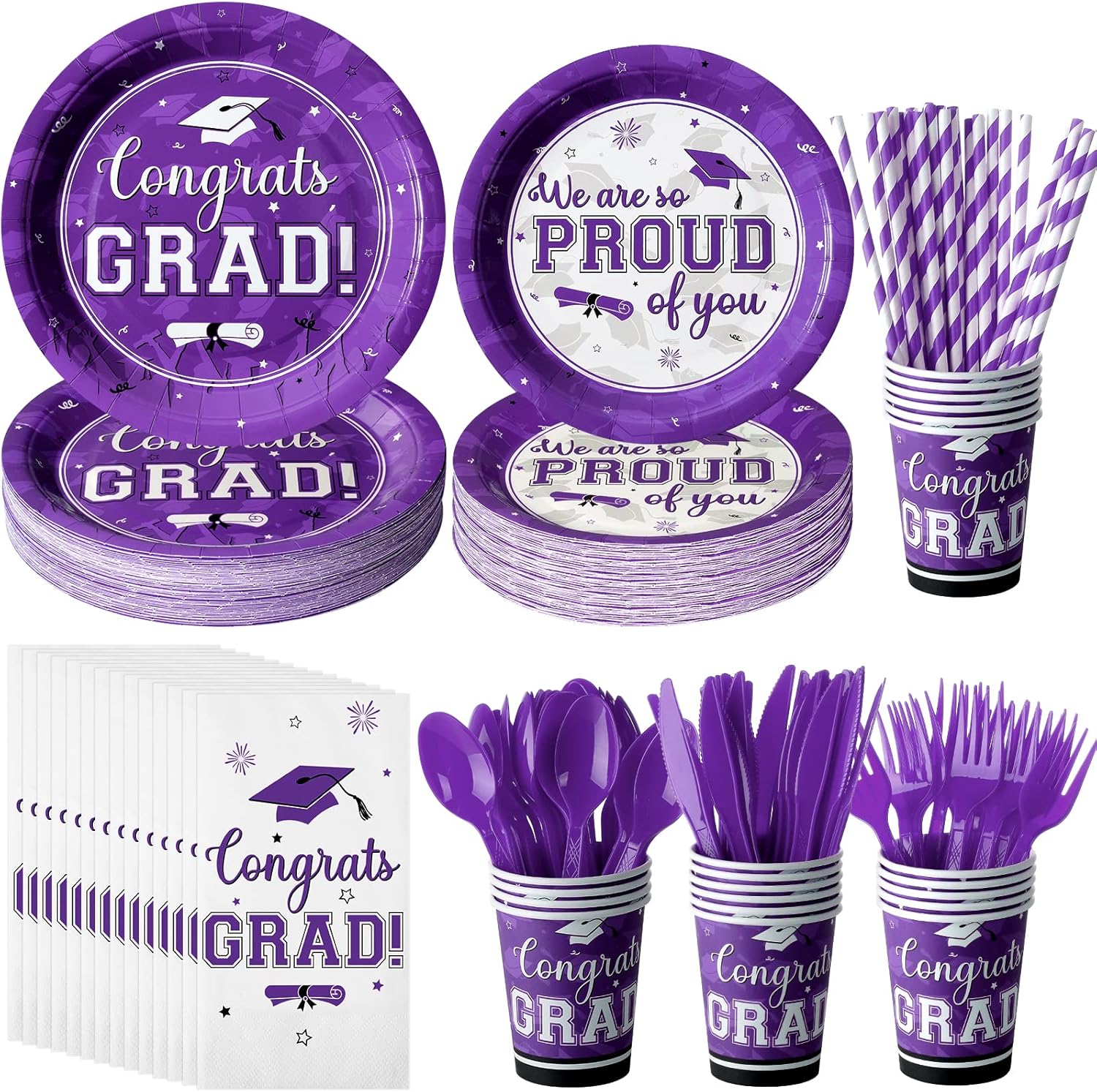 Amazon.com: Graduation Party Supplies Congrats Grad Plates and Napkins ...