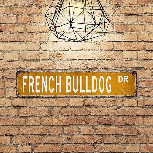 Miniatura 5 de Letrero de metal vintage de Bulldog francés, regalo para bulldog francés, amante de las mascotas, letrero de calle de metal para porche, placa de
