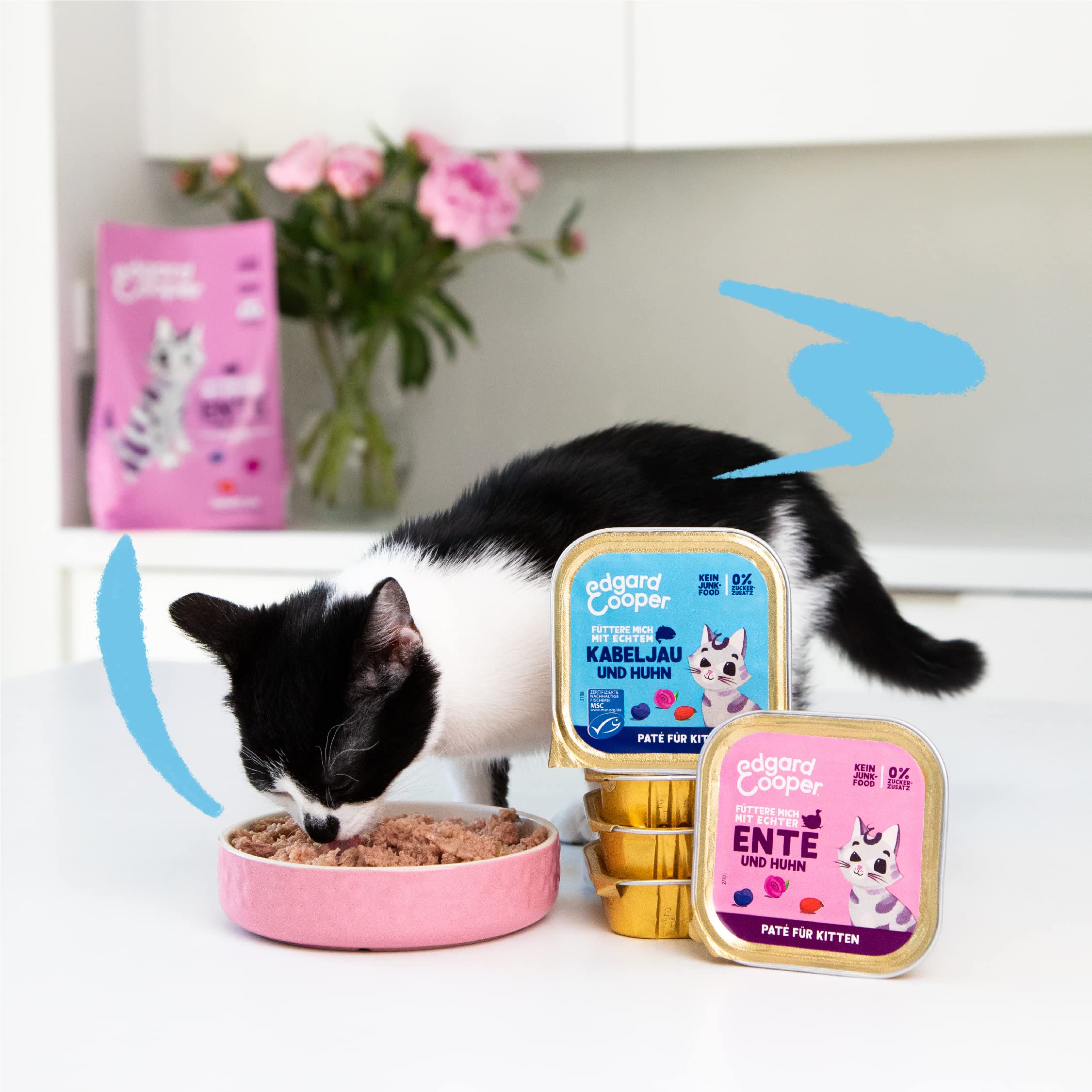 Edgard & Cooper Kitten mokra karma (kaczka i kurczak, 85 g x 16), bez zbóż, pełna świeżego mięsa i naturalnych składników, odpowiednia dla sterylizowanych i aktywnych kotów, wysoka zawartość białka