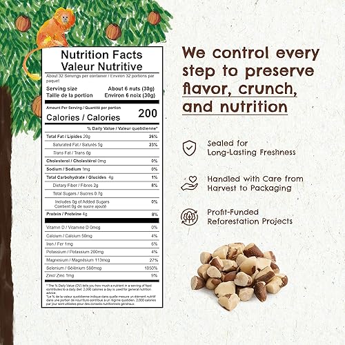 Vista 31 de Snack The True Organic Brasil Nuts 15 oz – Crudos y sin sal – Kosher – Saludables ricos en proteína vegetal – Cosechados en la selva amazónica
