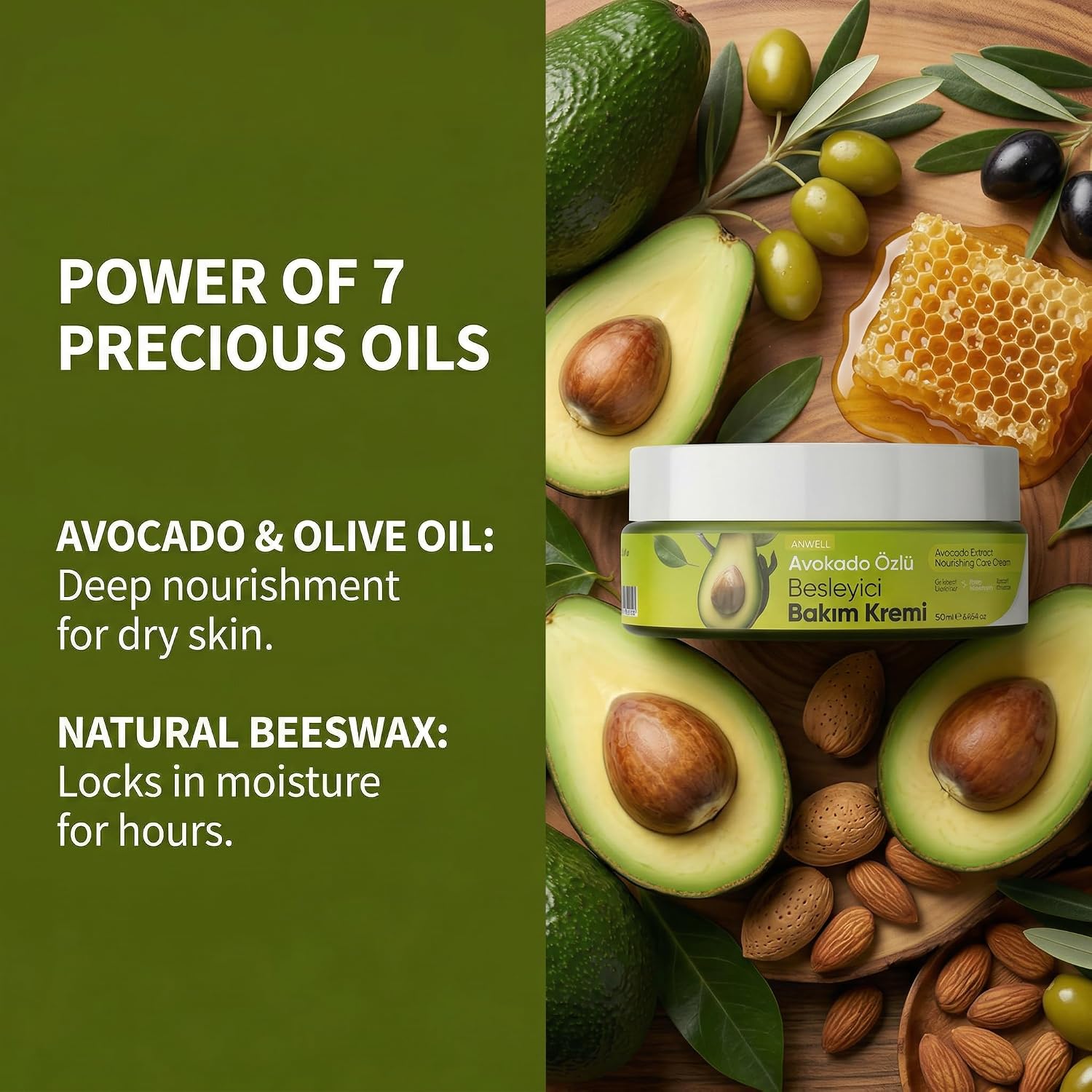 AXWELL Avocado Cream for Face, Hand & Body Intense Moisturizing Face Cream & Body Lotion with 7 Natural Oils & Beeswax Nourishing Care for Dry to All Skin Types (4.23 fl oz)