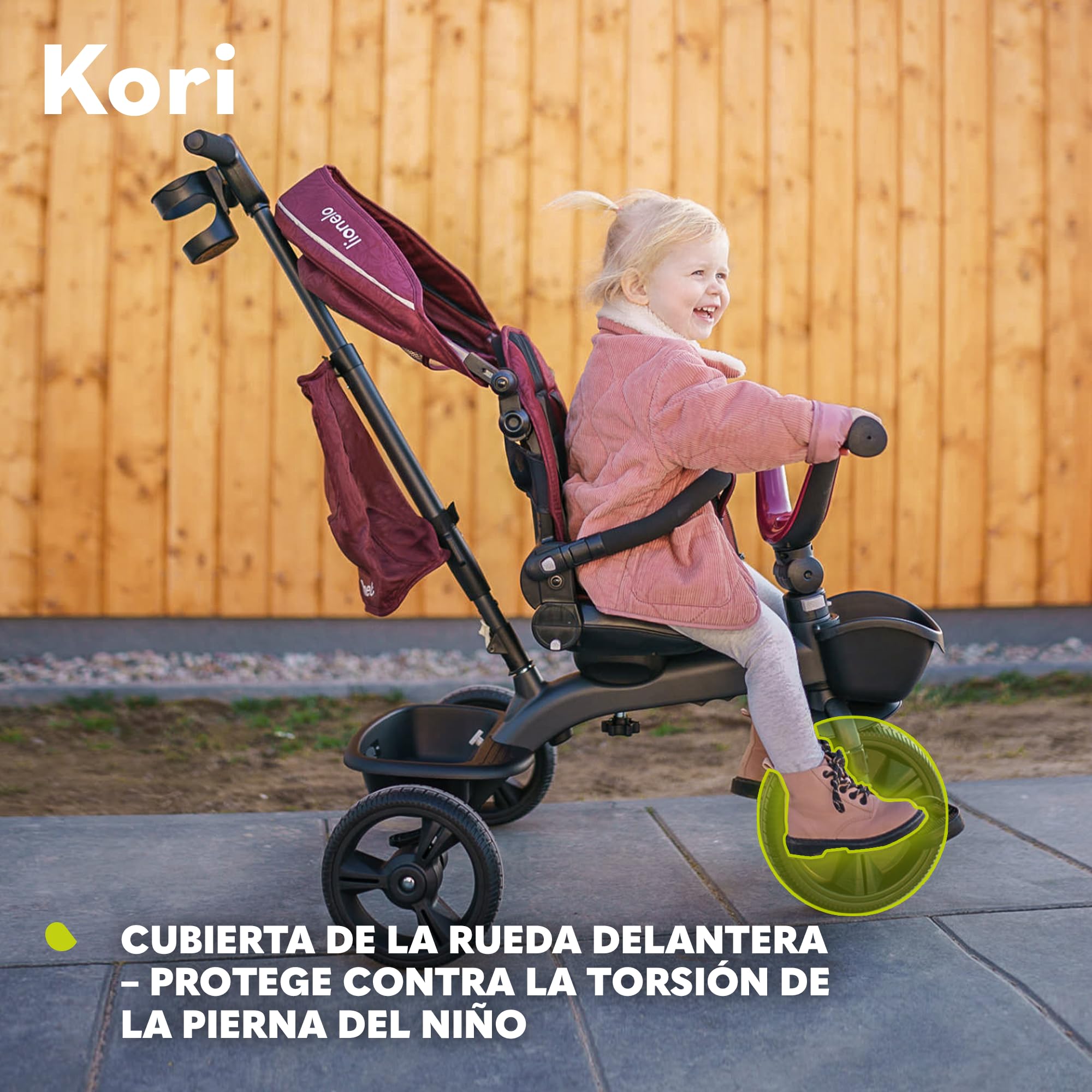 LIONELO Kori Bicicleta 2 en 1 Niño hasta 25 kg 1,5-5 años Triciclo y Bicicleta de Paseo Cinturones de 3 Puntos con Fundas Cubierta de llanta Pesa Solo 9 kg 2 cestas para Juguetes Gris
