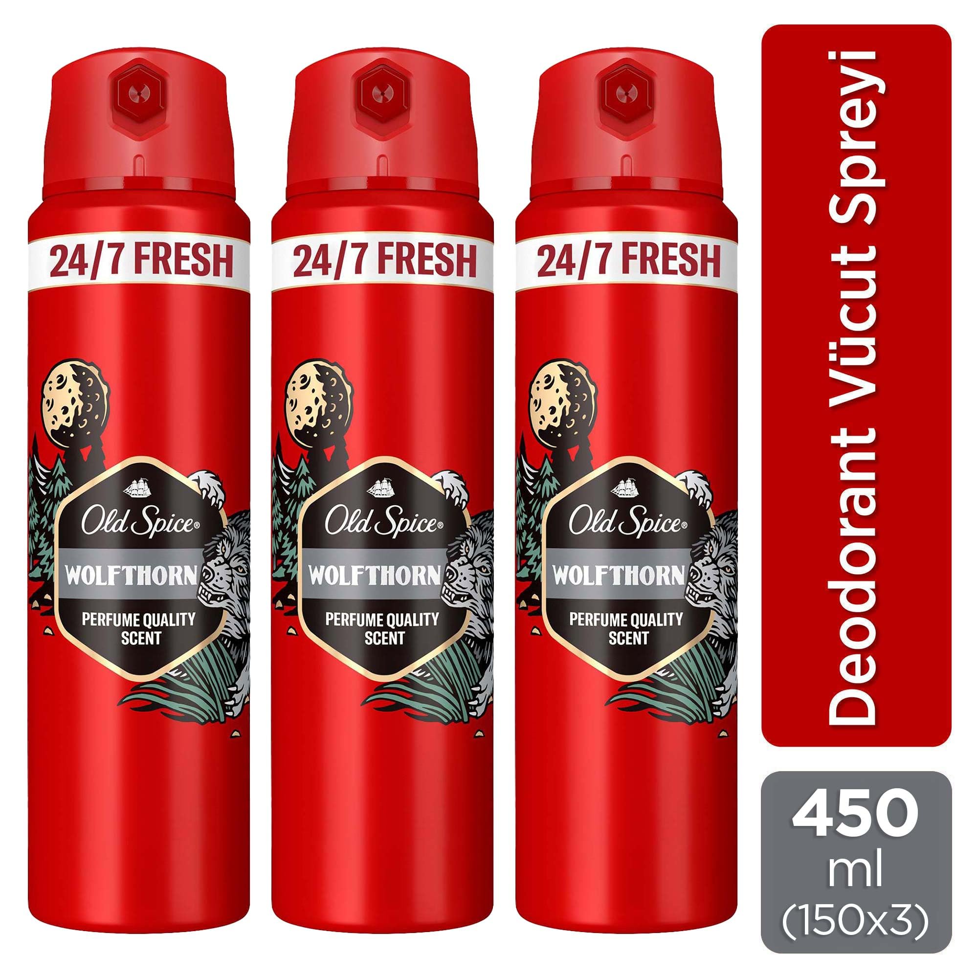Old Spice Wolfthorn Erkek Sprey Vücut Deodorantı 150 ml 3lü paket