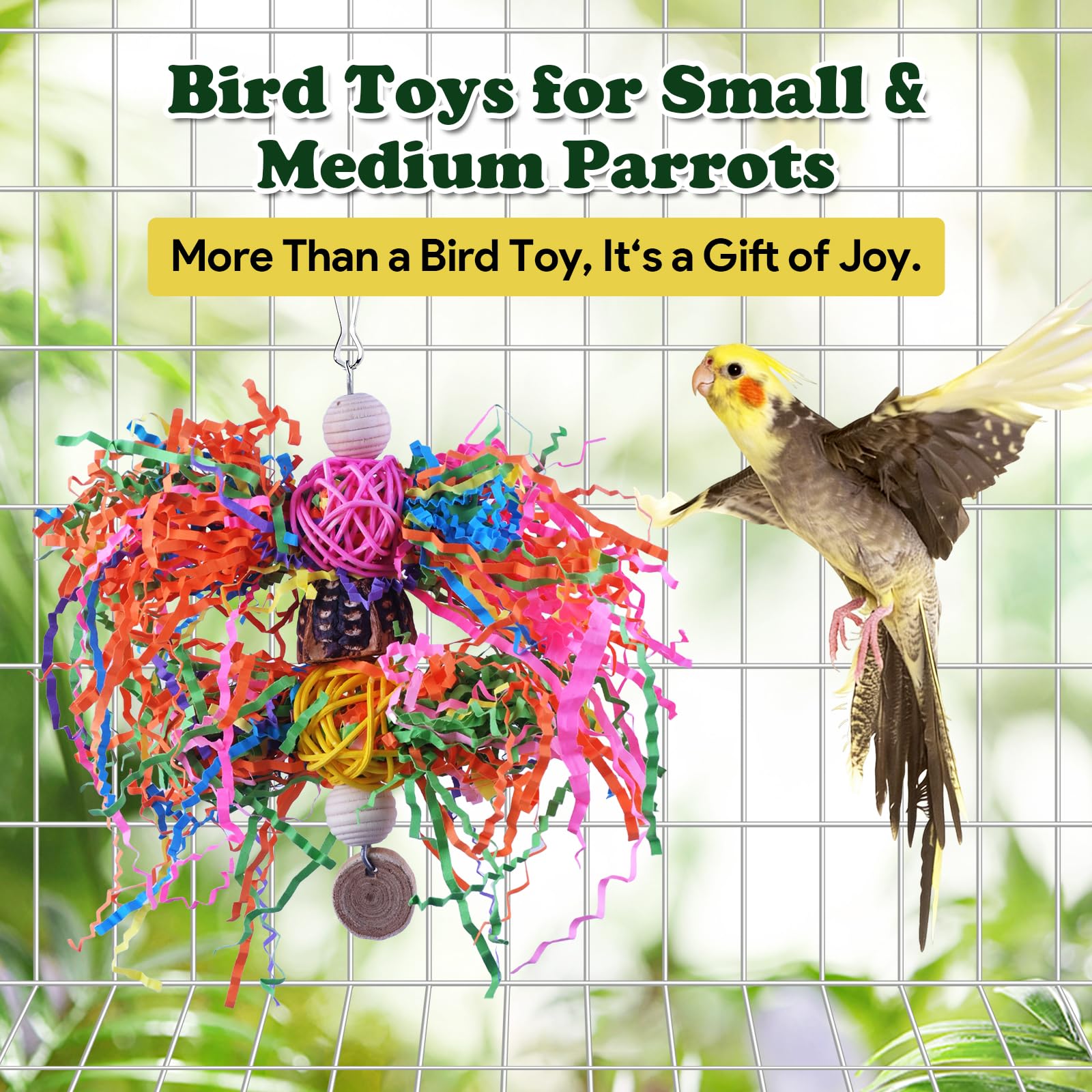 Bird Toys, Parakeet Foraging Toy, Hanging Chewing Toy, Bird Cage Accessories – Suitable for Cockatiels, Budgies, Lovebirds, Conures and Other Small Parrots - image 2