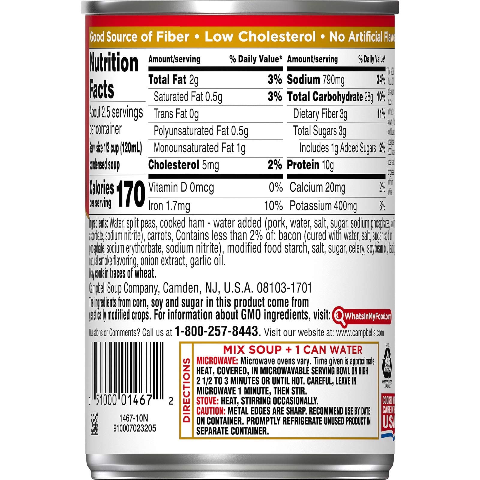 Campbells, Condensed Split Pea, Ham & Bacon Soup, 115oz Can