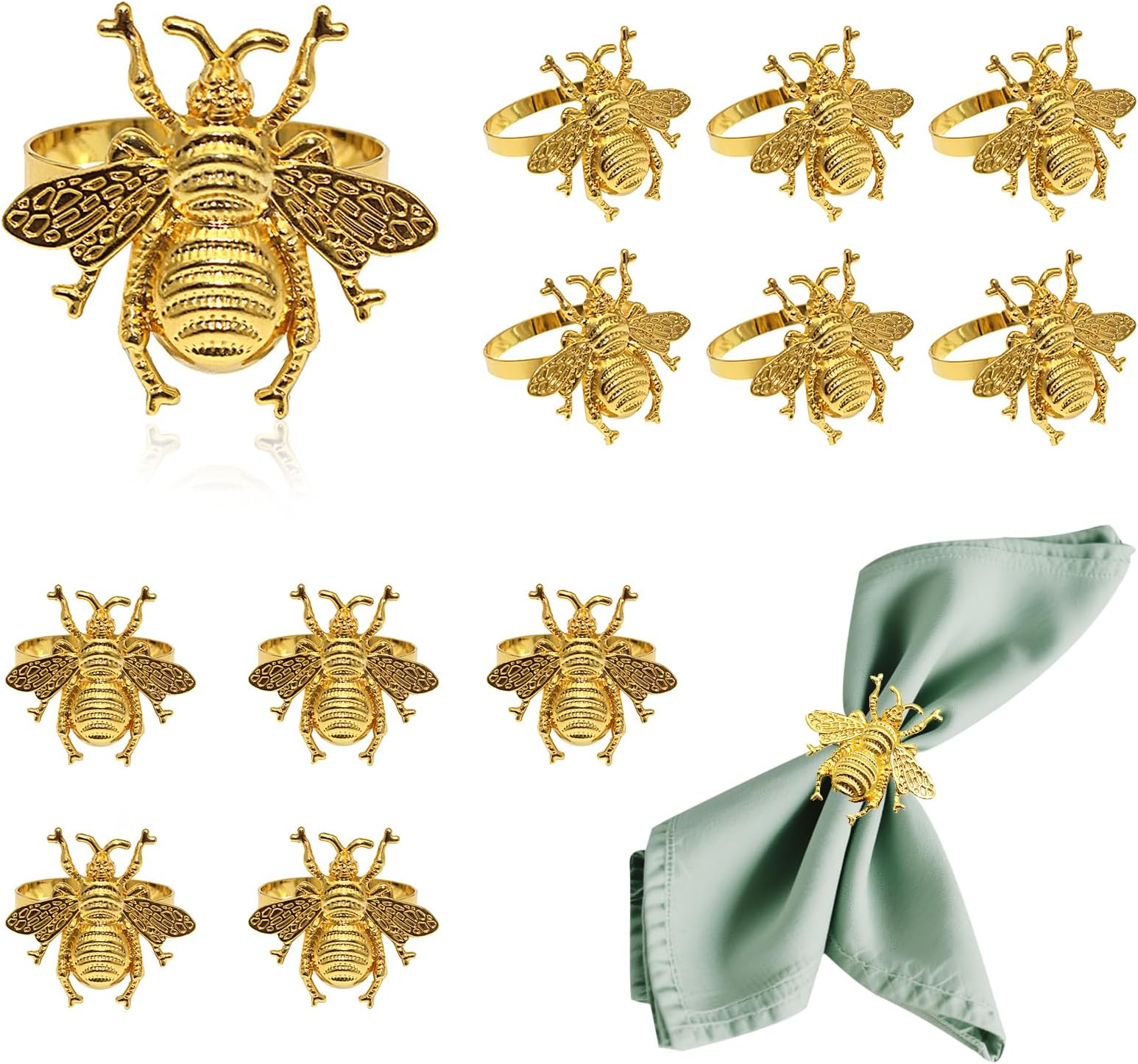 Amazon.com: 6pcs Gold Bee Napkin Rings Dinner Table Setting Metal ...