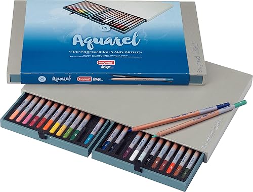 Bruynzeel Design Professional - Juego de 24 lápices de acuarela con pincel, solubles en agua, para dibujar, colorear y pintar