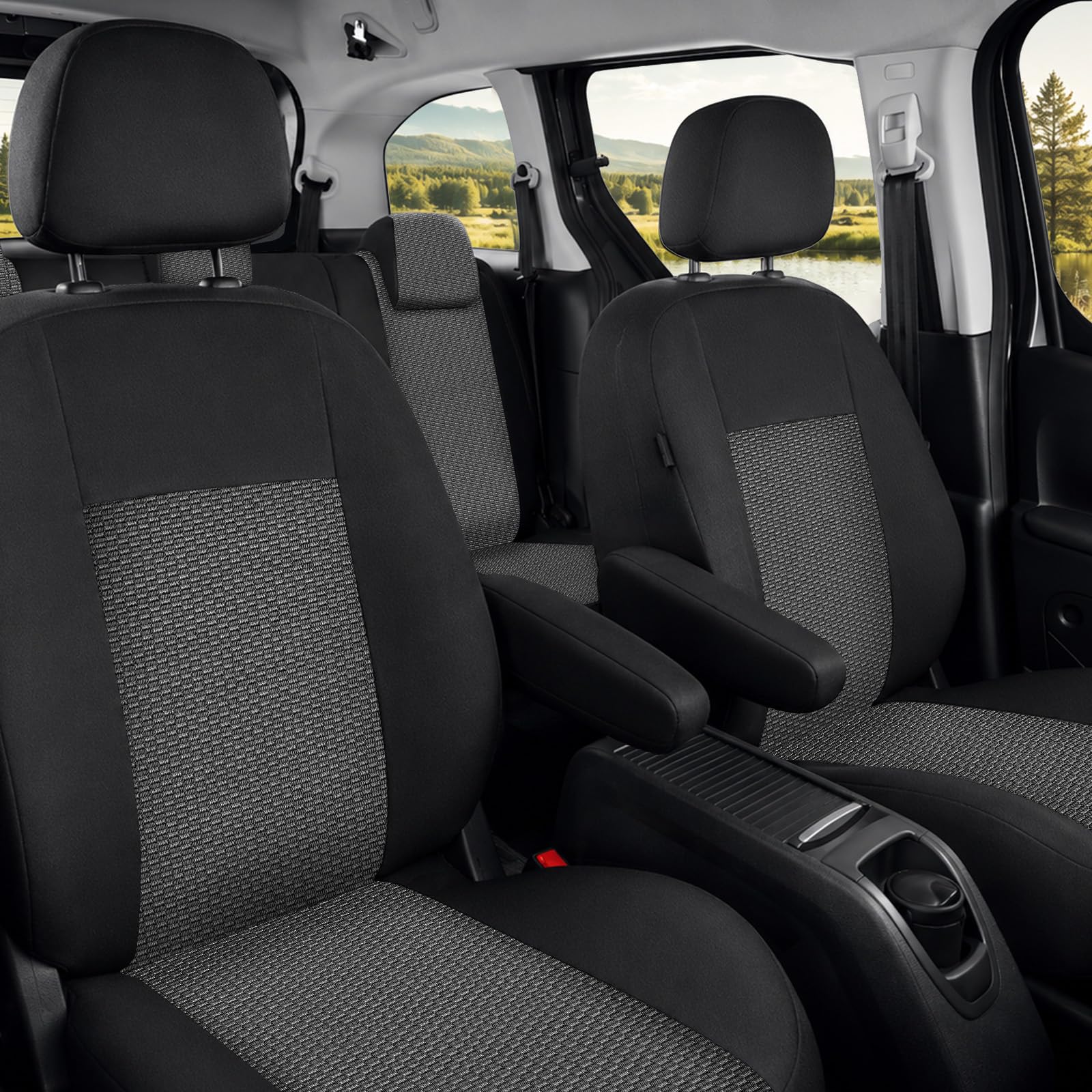 ZWPARTS Housse de Siège Personnalisé pour Citroën Berlingo 2019-2026 (5 Places), Housse de Siège Auto Imperméable, Protecteur de Siège Noir, Set Complet