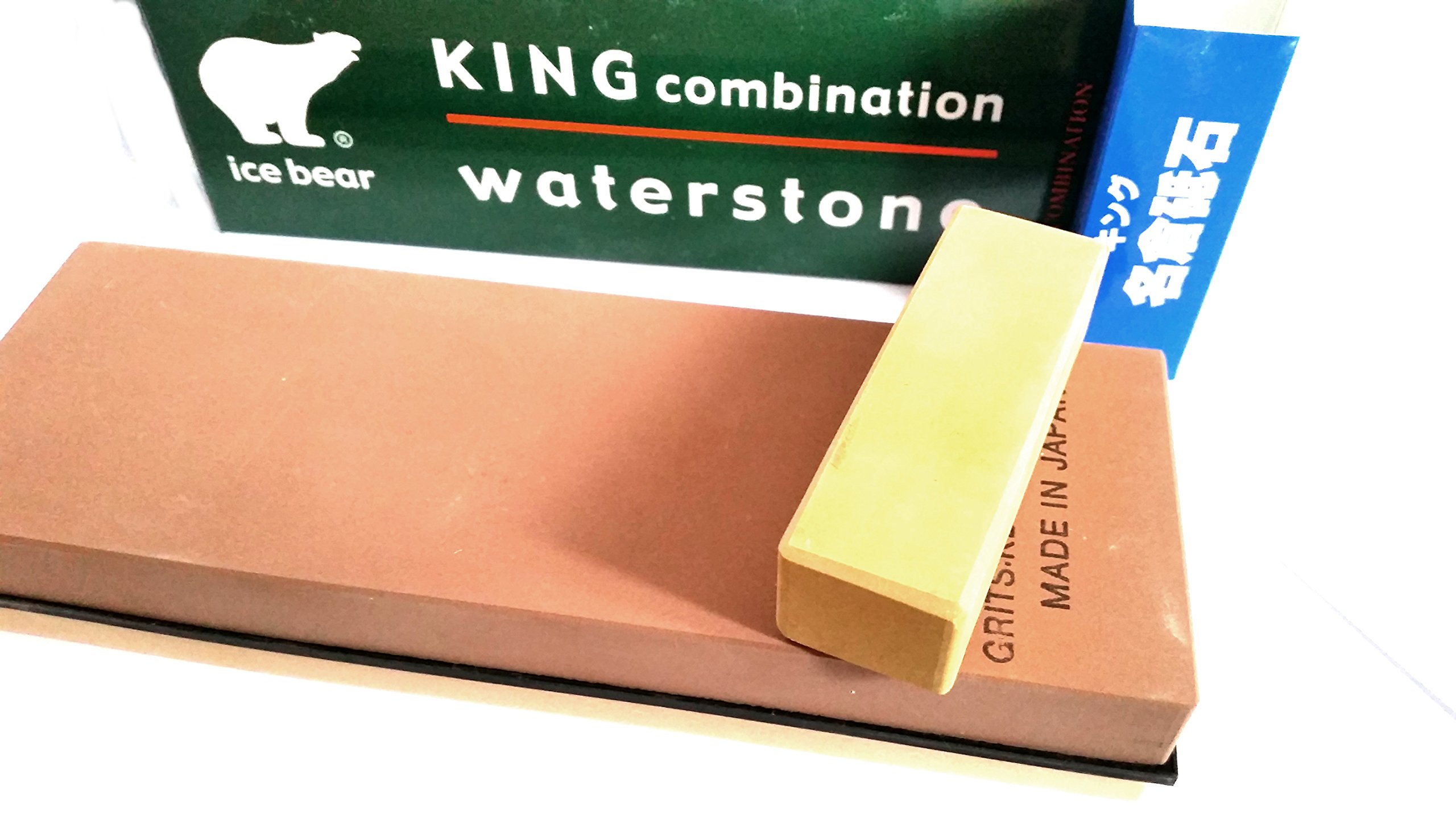 Ice Bear King Whetstone with nagura Stone Japanese Whetstone Grade 1200/8000 Knife Sharpening Stone