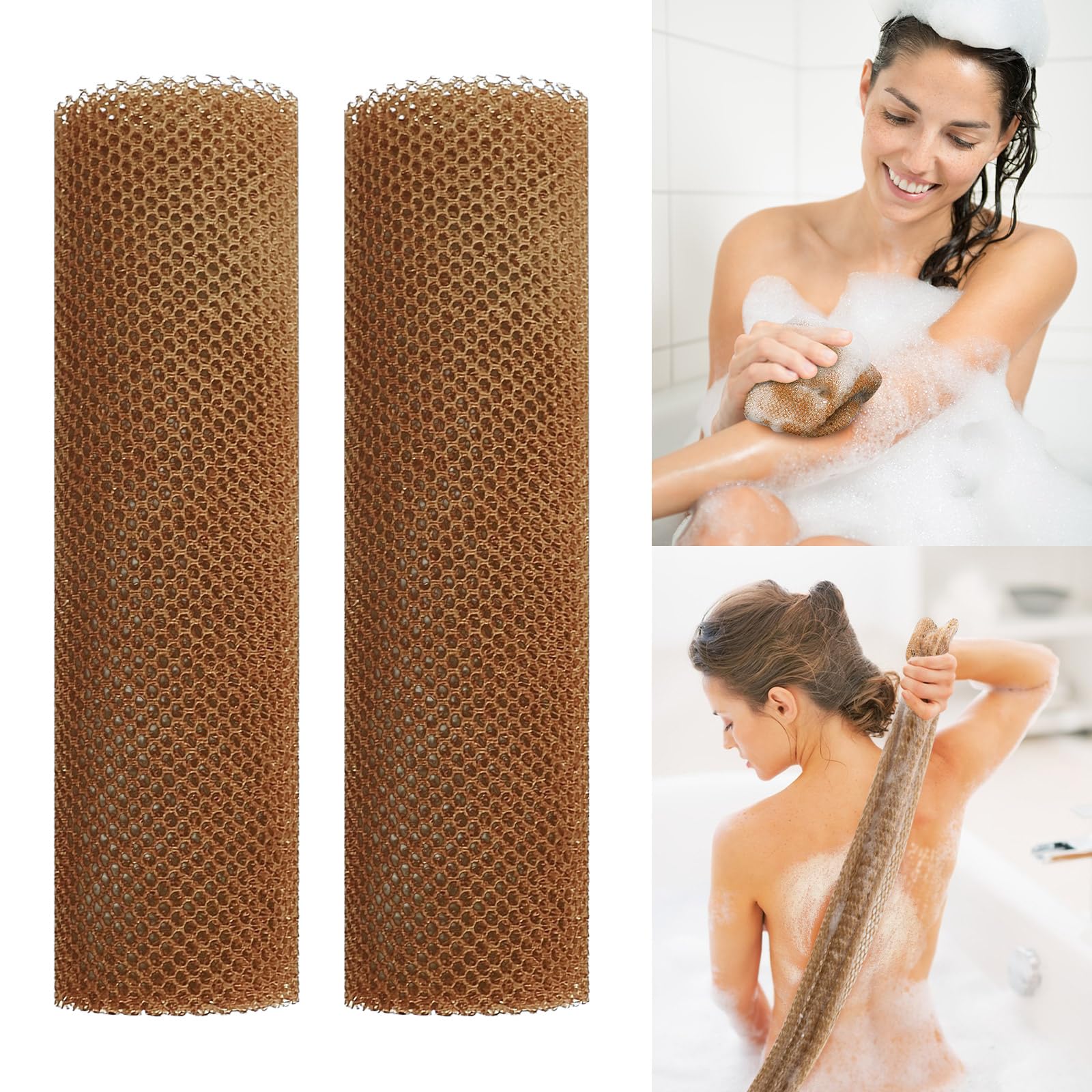African Exfoliating Net Bath Sponge，African Net Sponge，Net Sponge (Brown-Large)