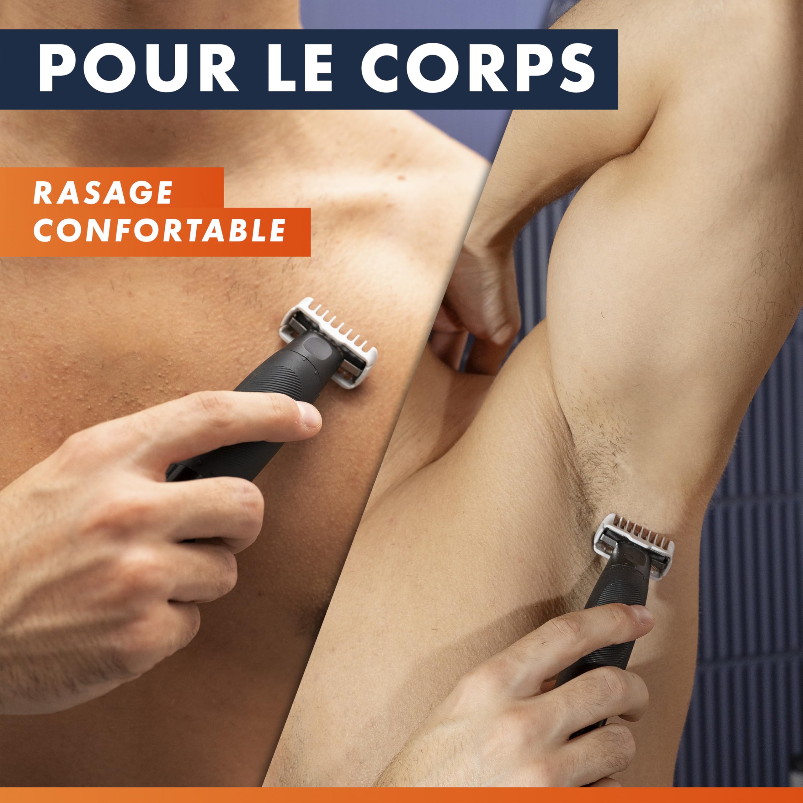 Gillette Tondeuse et Rasoir Electrique Homme Fusion One Tout-en-Un, 3 + 2 | Hybride pour le Rasage Corporel et du Visage, Etanche, sans Fil, Tête Pivotante, Accessoires Barbe et Corps