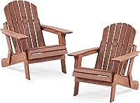 Vista 14 de Silla Adirondack plegable de madera de gran tamaño con respaldo y tabla de asiento premontados, silla de patio de madera para jardín, patio trasero