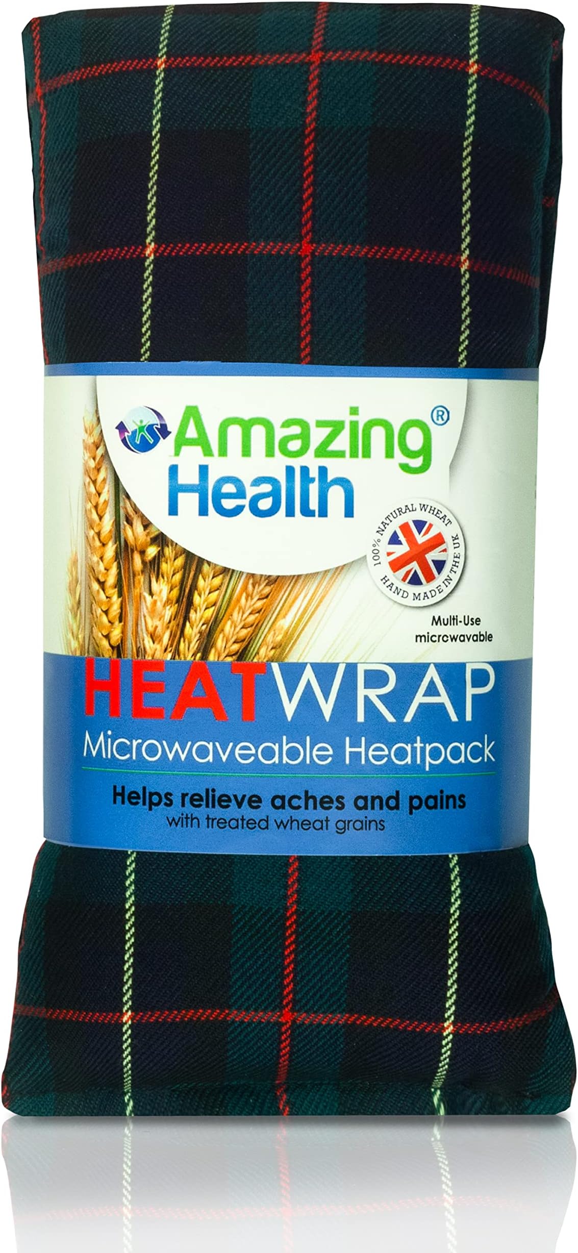 Amazing Health Unscented Wheat Bags Microwavable โ Hot and Cold Pack for Men and Women - Microwave Heat Pad with Natural Wheat โ Heat Pack Cotton Tartan Microwave Wheat Bag for (Green Tartan)