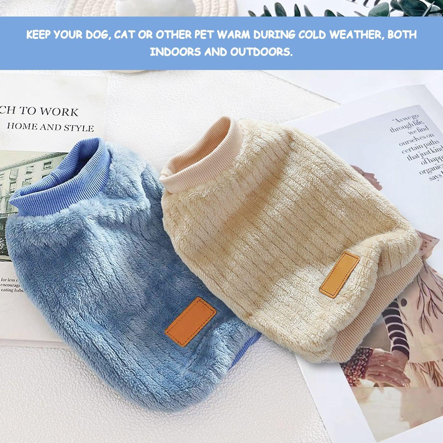 VEHYEGOI 2 Pieces Of Pet Fleece, Pet Warm Clothes, Pet Dress-Up, Pet Autumn And Winter Clothes, Pet Supplies - Image 4