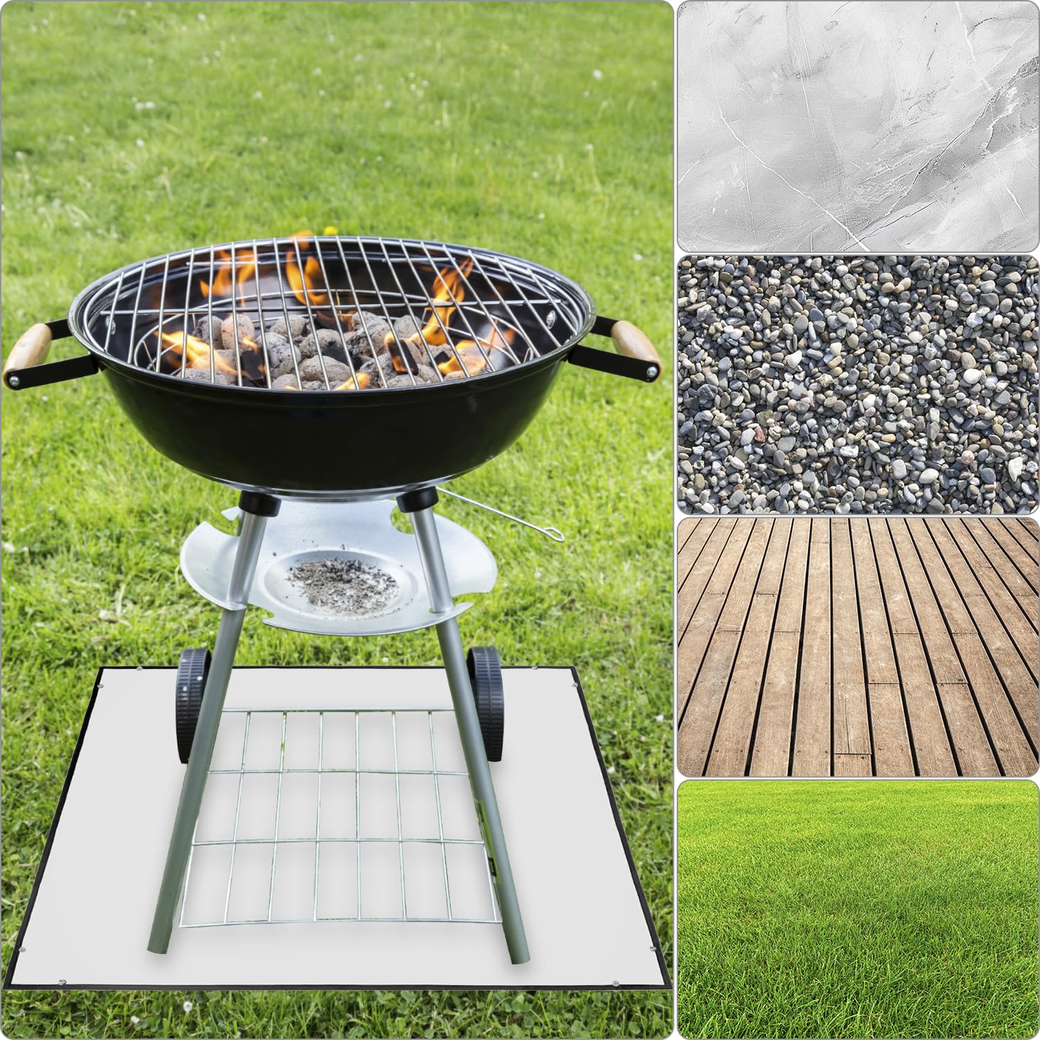 QWORK® Tapis Ignifuge, Tapis Anti Feu 100 x 100 cm, Tapis Barbecue Ignifuge Résistant à la Chaleur, pour sous Les Foyers, Cheminée, Barbecue au Charbon de Bois