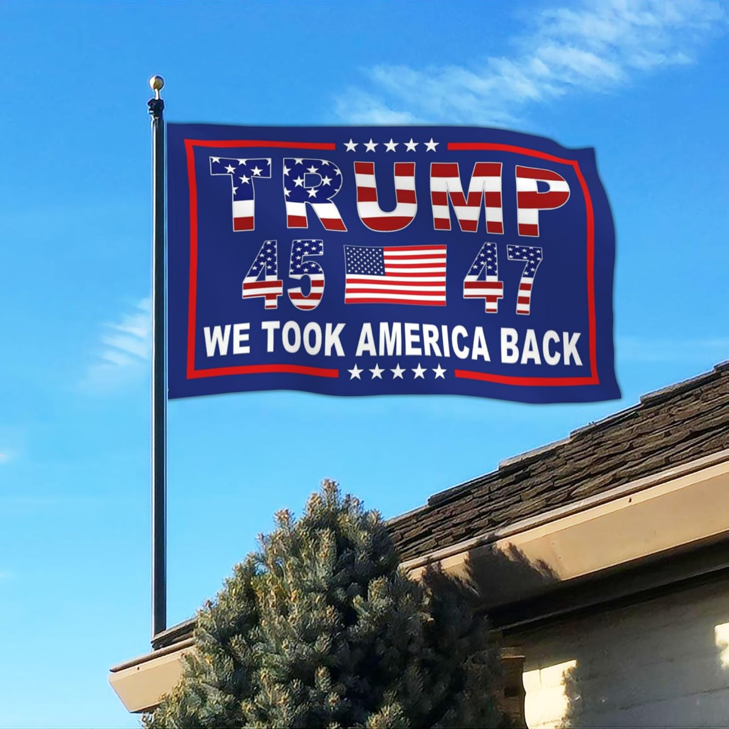NASIAN 3 Ply Patriotic Ameican Flags 3x5 Ft Outdoor We Took America Back Flags for Outside Yard Garden House Decorations Banner