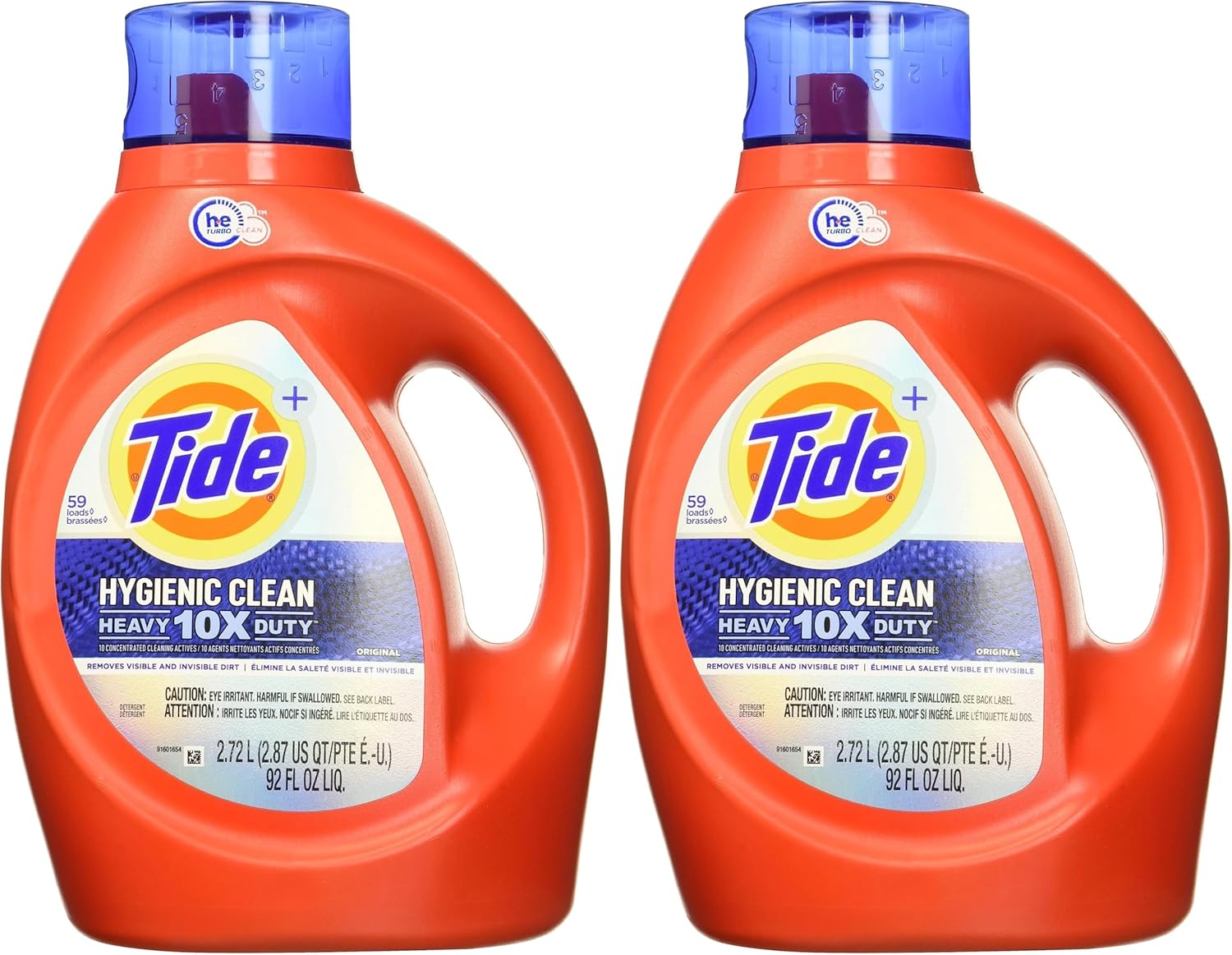 Tide hygienic clean heavy 10x duty liquid laundry detergent, original, 92 oz bottle (Pack of 2)