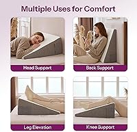 Vista 4 de Almohada de cuña de cama con parte superior de espuma para dormir, almohada triangular de apoyo elevado de 10 pulgadas para leer y descansar