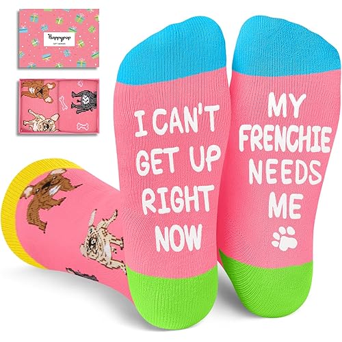 HAPPYPOP Funny Dog Lover Gifts - Pug Retriever Socks for Women, Frenchie Christmas Gifts