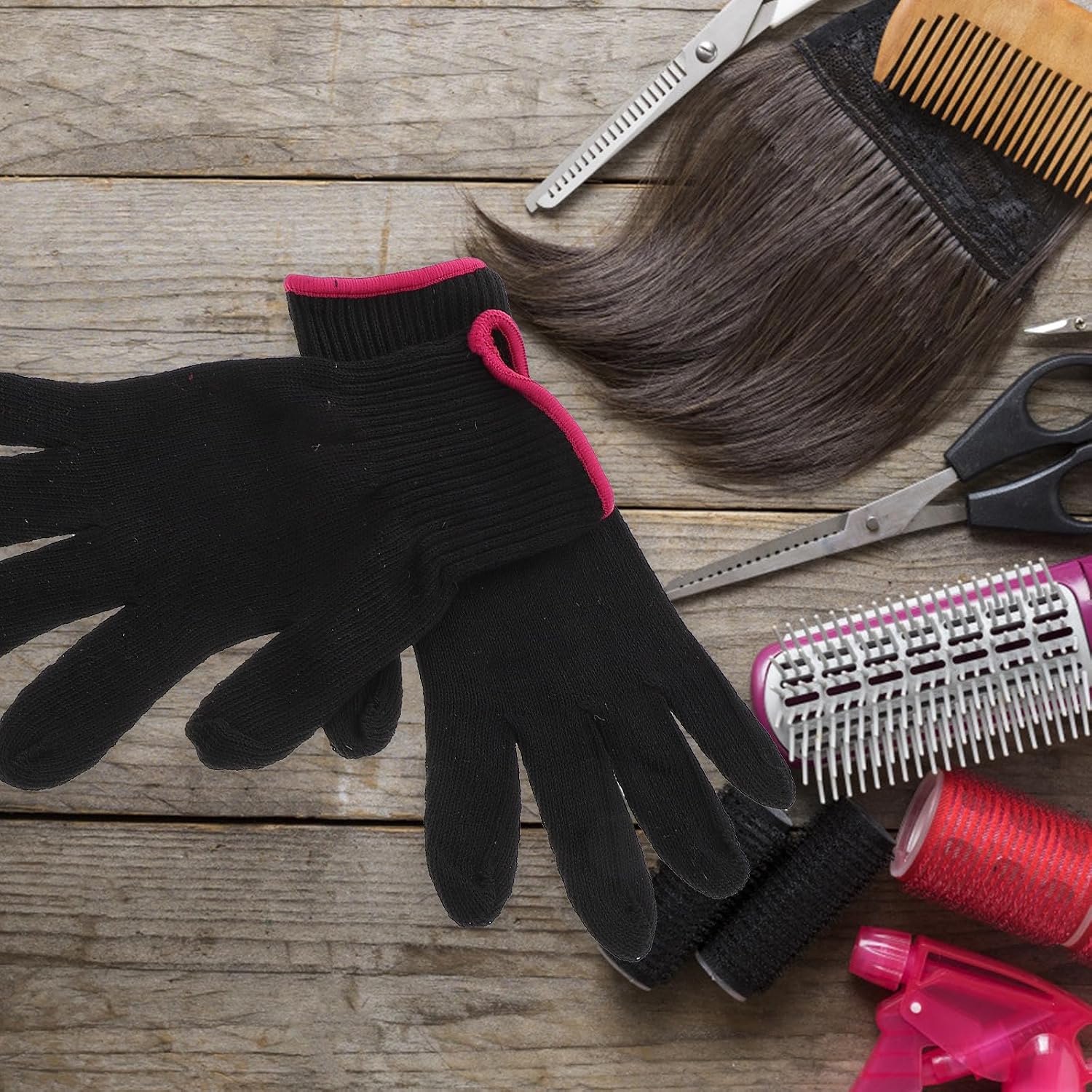 ARTIBETTER 2 Pairs Hair Styling Safety Gloves: Heat Resistant Mitts for Curling Iron and Wand - Anti Scald Protective Gloves - Professional Hairdressing Mitten for Home Salon
