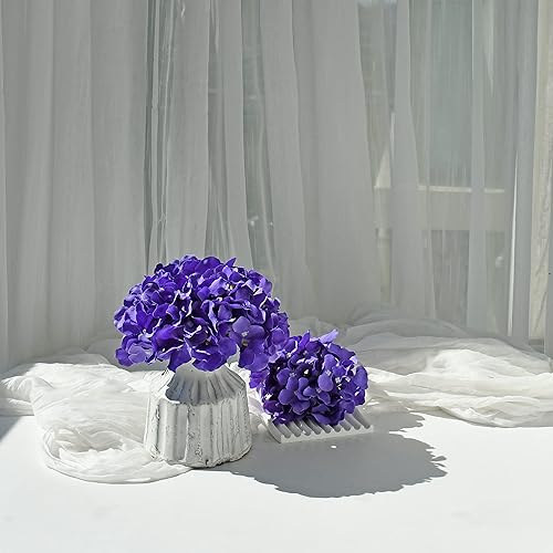 Miniatura 3 de ONLY ART Cabezas de flores de hortensias de seda morada, 10 piezas con tallos extraíbles de 12.5 pulgadas, flores sintéticas para decoración del