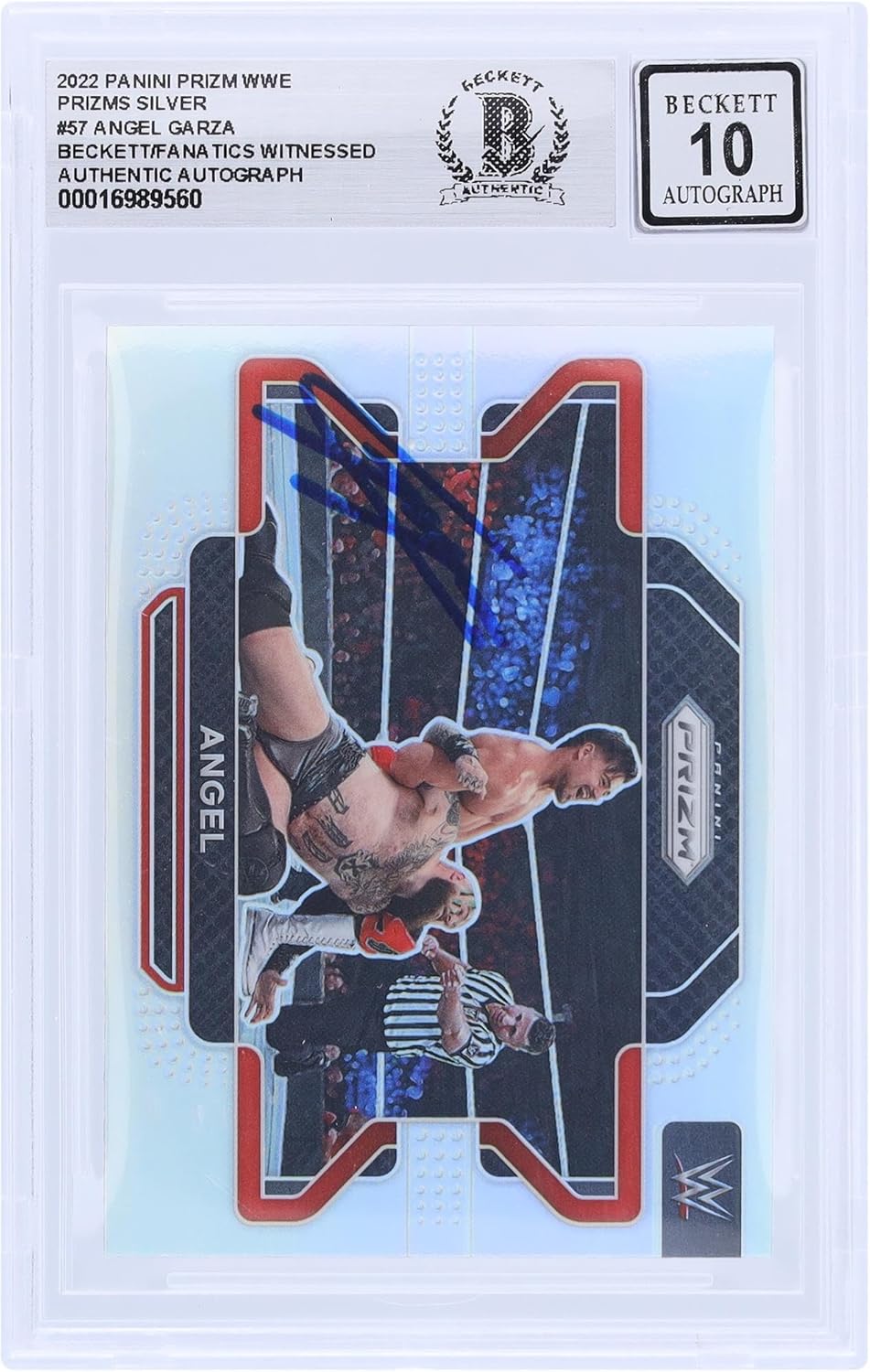 Angel Garza WWE Autographed 2022 Panini Prizm Silver Prizm #57 Beckett Fanatics Witnessed Authenticated 10 Card - Baseball Slabbed Autographed Cards