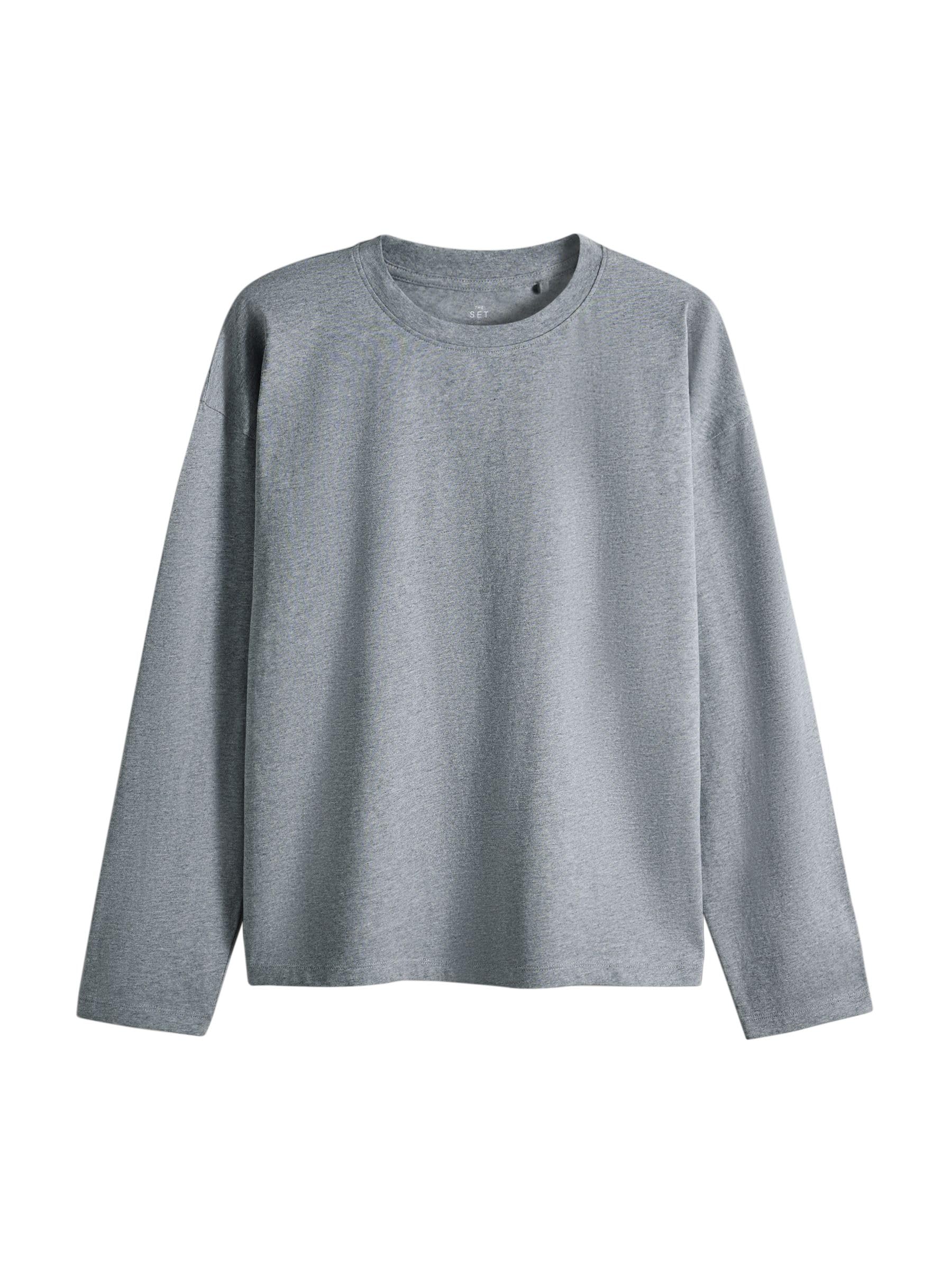 THE SET Femme T-Shirt Essential décontracté à Manches Longues, Lot de 5