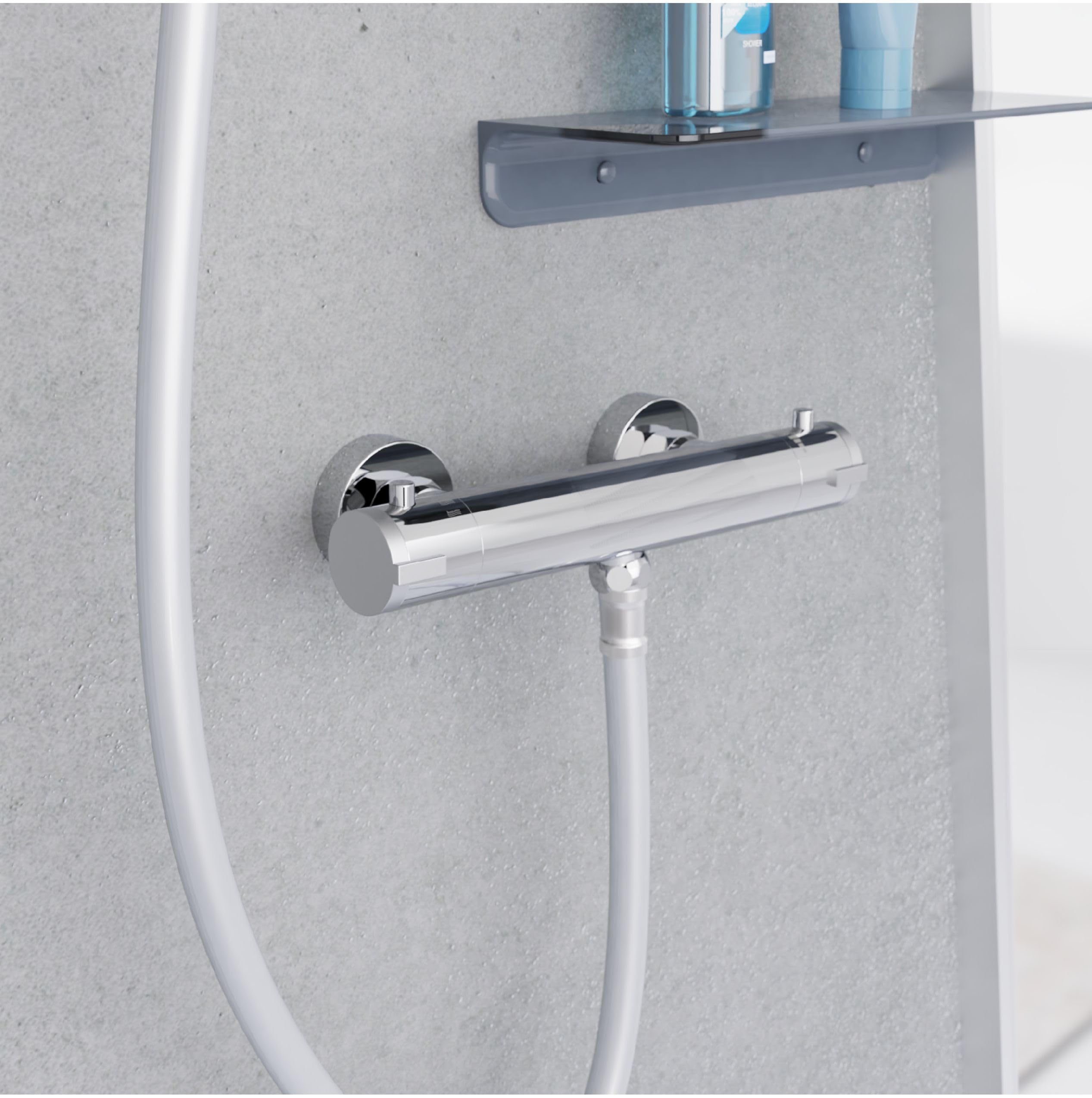 SCHÜTTE 52465 LONDON Mitigeur thermostatique de douche, thermostat de douche Mitigeur de douche, mitigeur avec protection anti-brûlure à 38℃, thermostat de douche, robinetterie pour douche en chrome