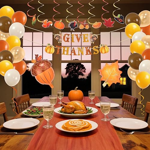 Miniatura 5 de 31 piezas de decoraciones de Acción de Gracias en madera, remolinos colgantes, hoja de arce y cono de pino, camino de mesa de cena, decoración de
