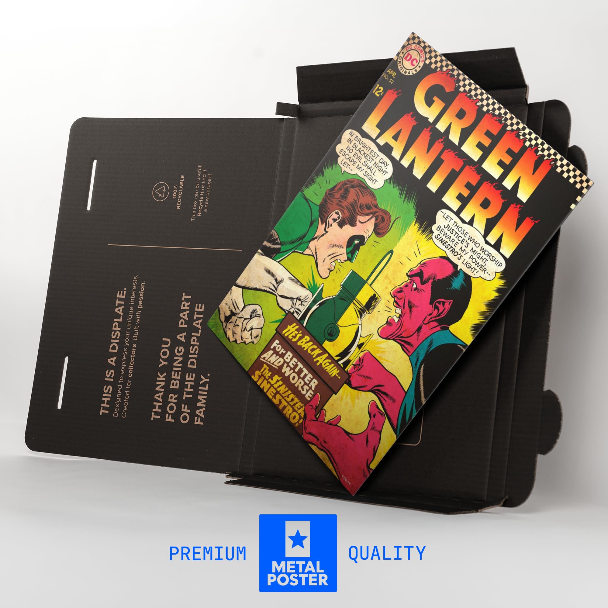 Displate Metall poster DC Comics Green Lantern 52 by Gil Kane and Größe M | Bilder Wanddeko Wohnzimmer & Schlafzimmer Wandbilder, Geschenk. Wandkunst mit Magnet-Befestigung, ohne Bohren.