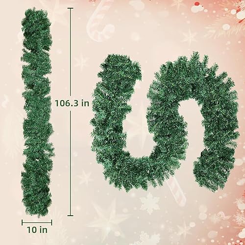 Miniatura 7 de Incbruce Guirnalda de Navidad artificial de 9 pies, guirnalda de agujas de pino verde para pared, chimenea del hogar, mesa, interiores, exteriores,