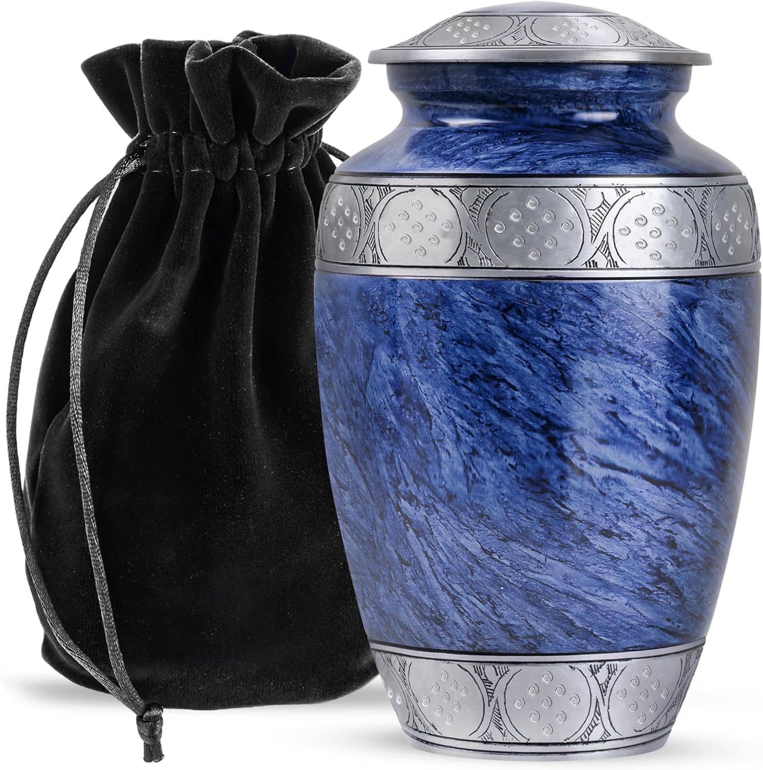 YATSKIA Blue Metal Urn for Ashes Mom & Dad Cremation Urn