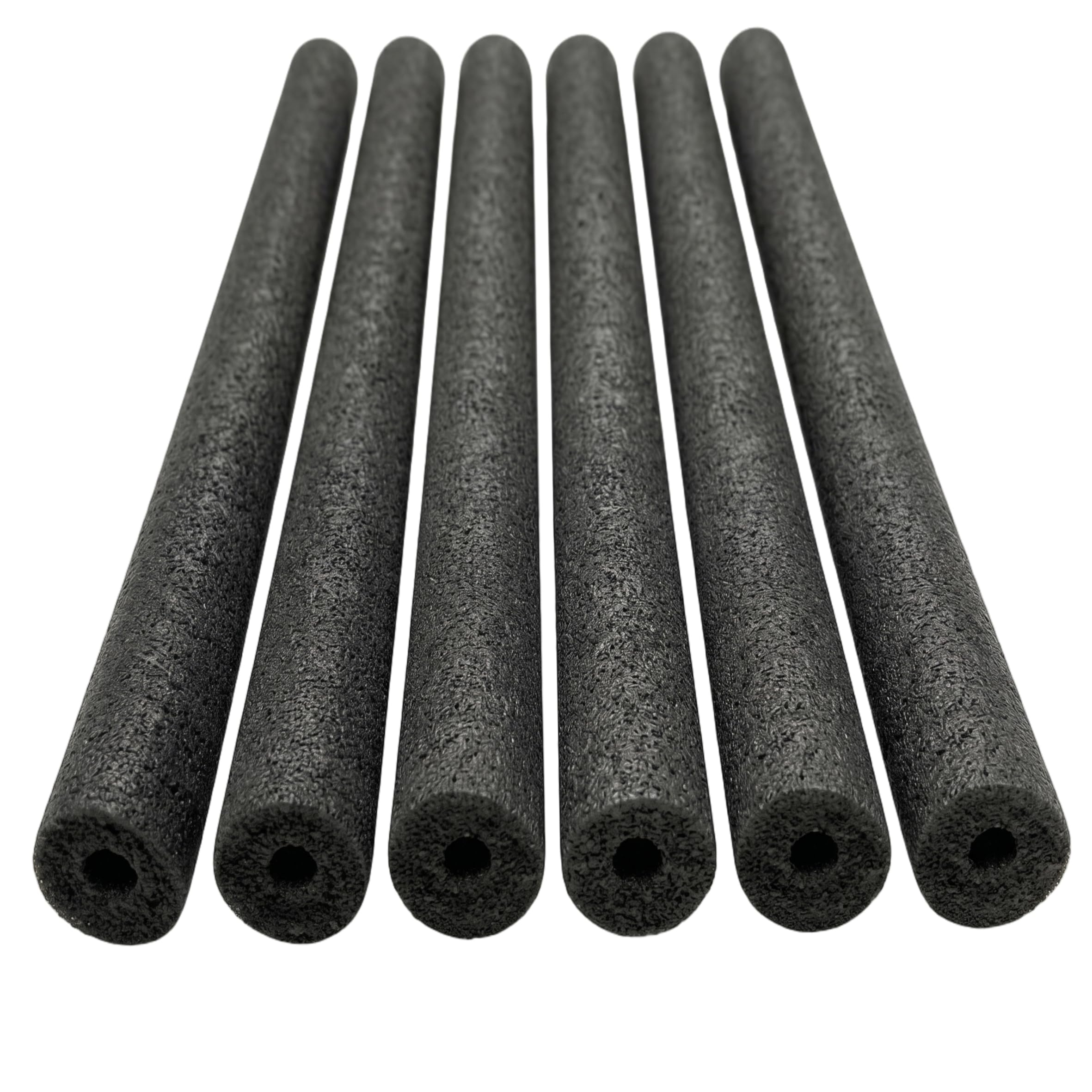 6PCS Fideos de natación 59in Flotabilidad Piscina Fideos Espuma Flotador Hueco PE Esponja Antideslizante Amortiguador Negro