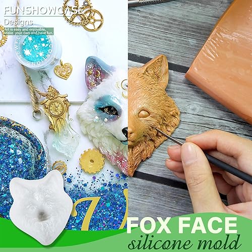 Miniatura 3 de Molde de silicona de resina epoxi con cara de zorro para espiritual, tótem animal, cabujón, collar, colgante, joyería, jabón de arcilla polimérica,