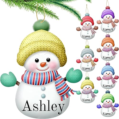 Miniatura 25 de Adorno personalizado para árbol de Navidad de 2, 3, 4, 5, 6, 7, 8, nombre personalizado, lindo reno, decoración de Navidad, regalo de Navidad