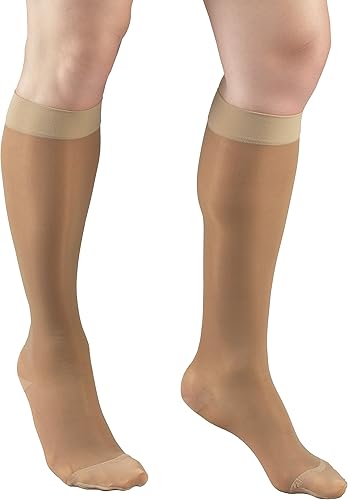 Vista 61 de Truform - Medias de compresión traslúcidas para mujer, hasta la rodillas, 15-20 mmHg, 20 denier, color piel, talla S Beige
