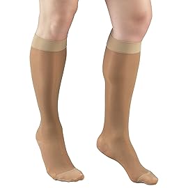 Truform Sheer Compression Stockings, 15-20 mmHg, Women\'s Knee High Length, 20 Denier, Beige, Small