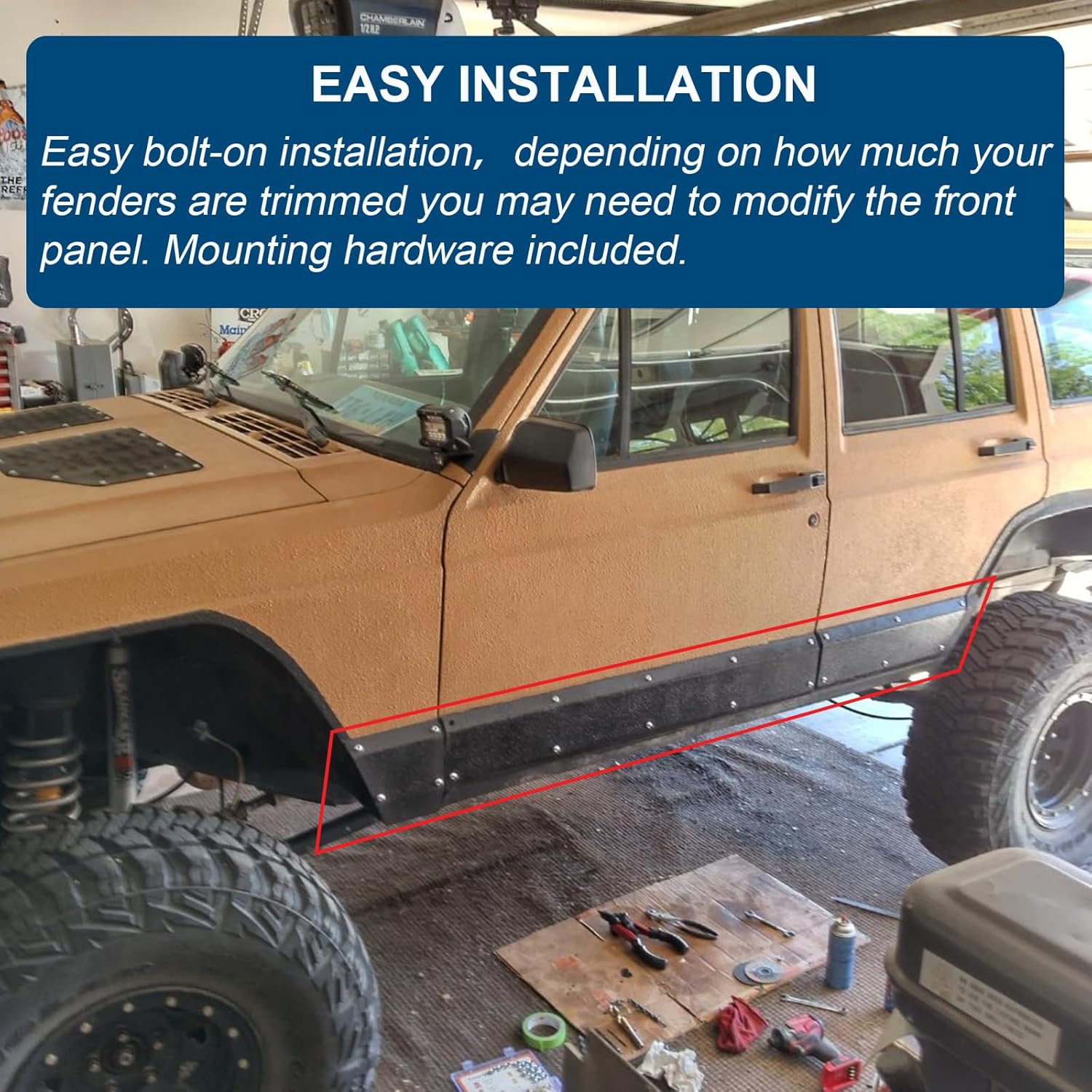 Lower Door & Side Panel Armor Compatible with 1984-2001 Jeep Cherokee XJ (4-Door)