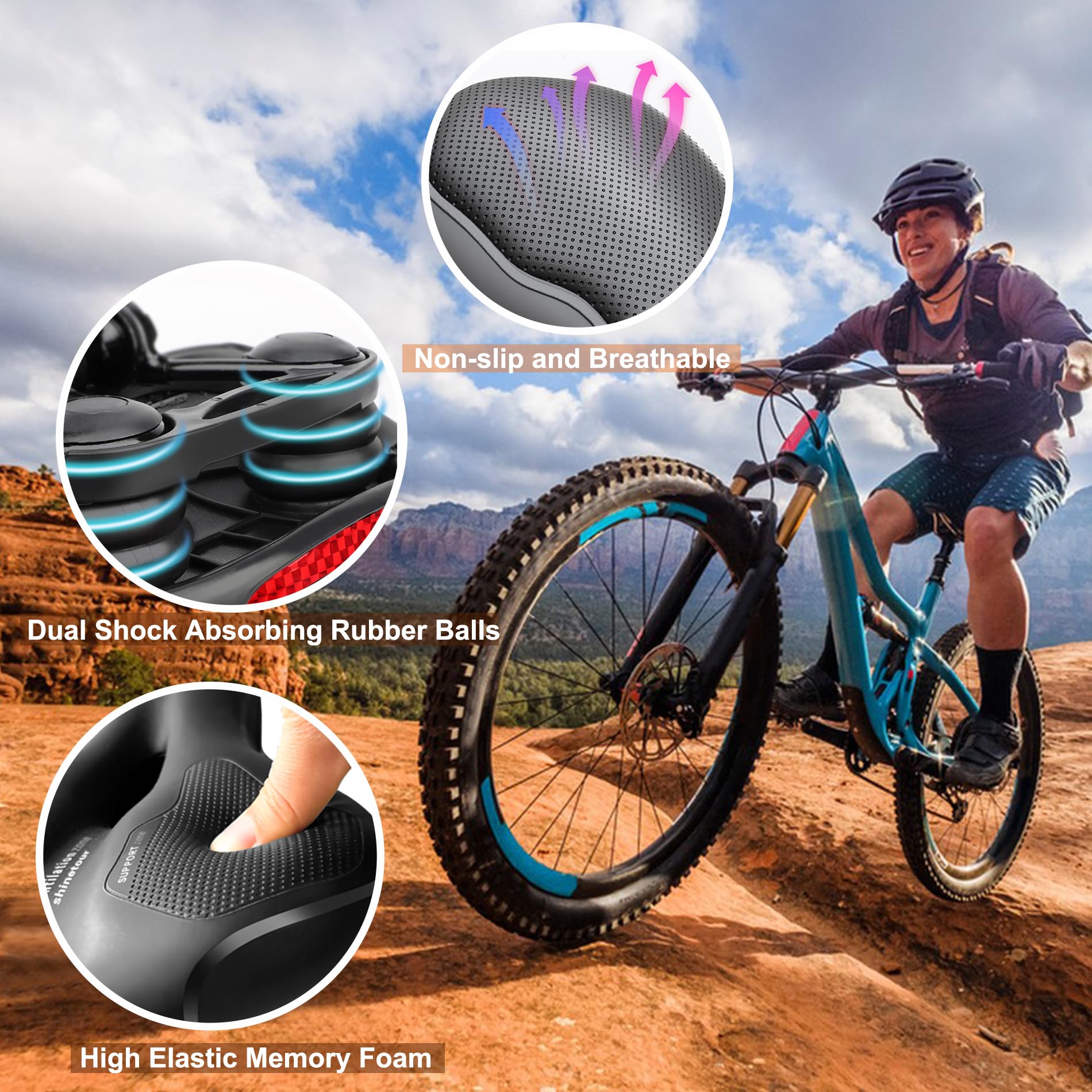 Selle de vélo ergonomique en gel confortable pour homme et femme - Avec housse étanche et clé à molette, douce, respirante, amortissante pour la plupart des vélos