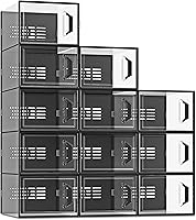 Vista 1 de SEE SPRING - Caja de almacenamiento para zapatos de tamaño 13, apilable, de plástico, ahorra de espacio, contenedores para entrada, debajo