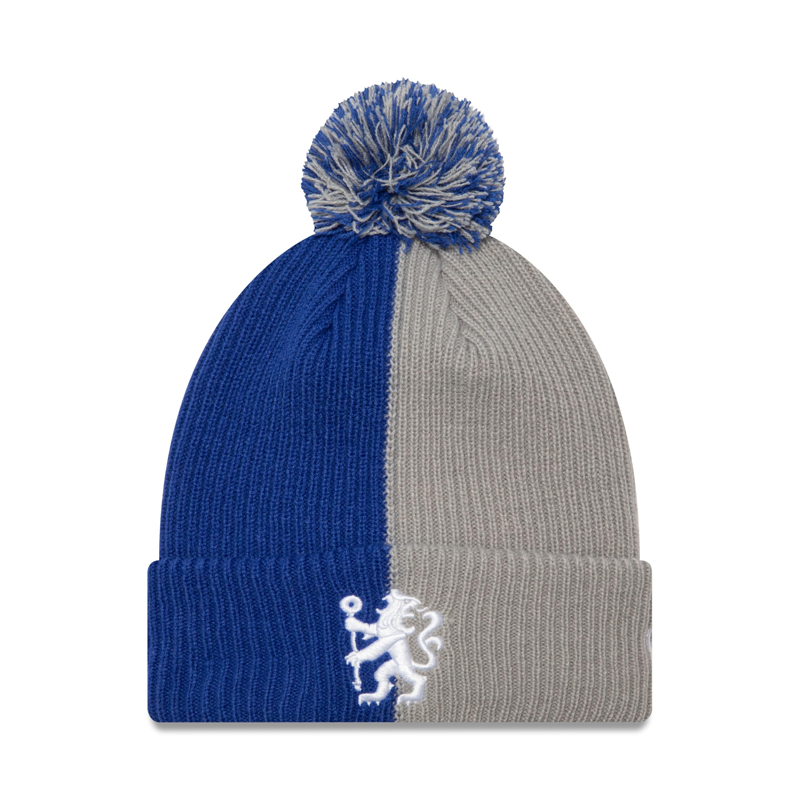 New Era Adult's Knit Beanie Hat Colour Block Chelsea FC Lion Crest Blue