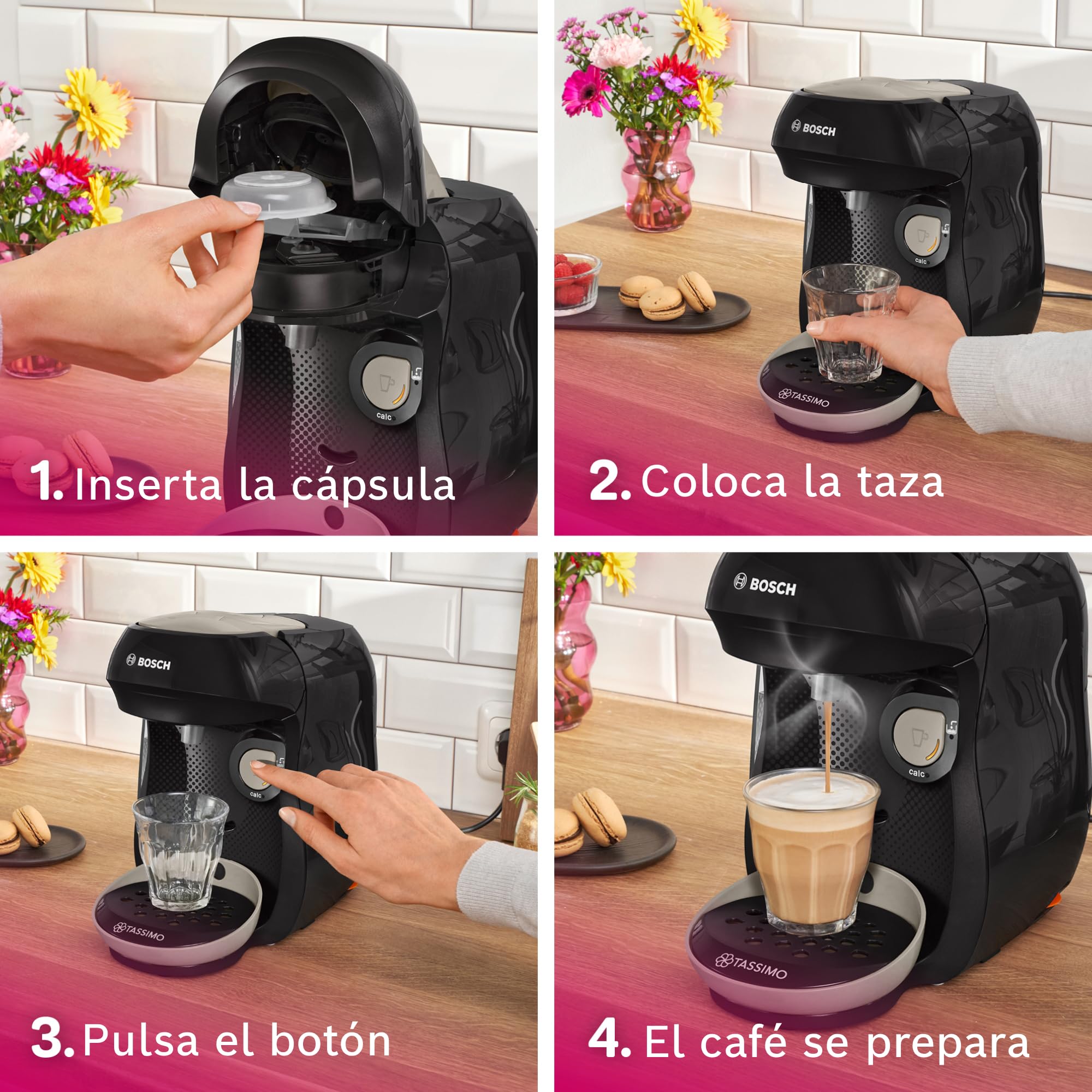 Bosch - Cafetera multibebida Tassimo Happy Friendly, OneTouch, Intellibrew, Beige, TAS109E
