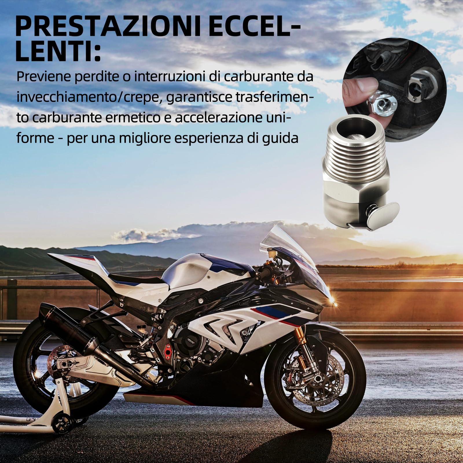 Kit di riparazione con attacco rapido per pompa carburante in metallo per BMW R1200GS / R1200R / R1200RT / K1200R / K1200S / K1200GT. Attacco rapido da 3/8 di pollice.