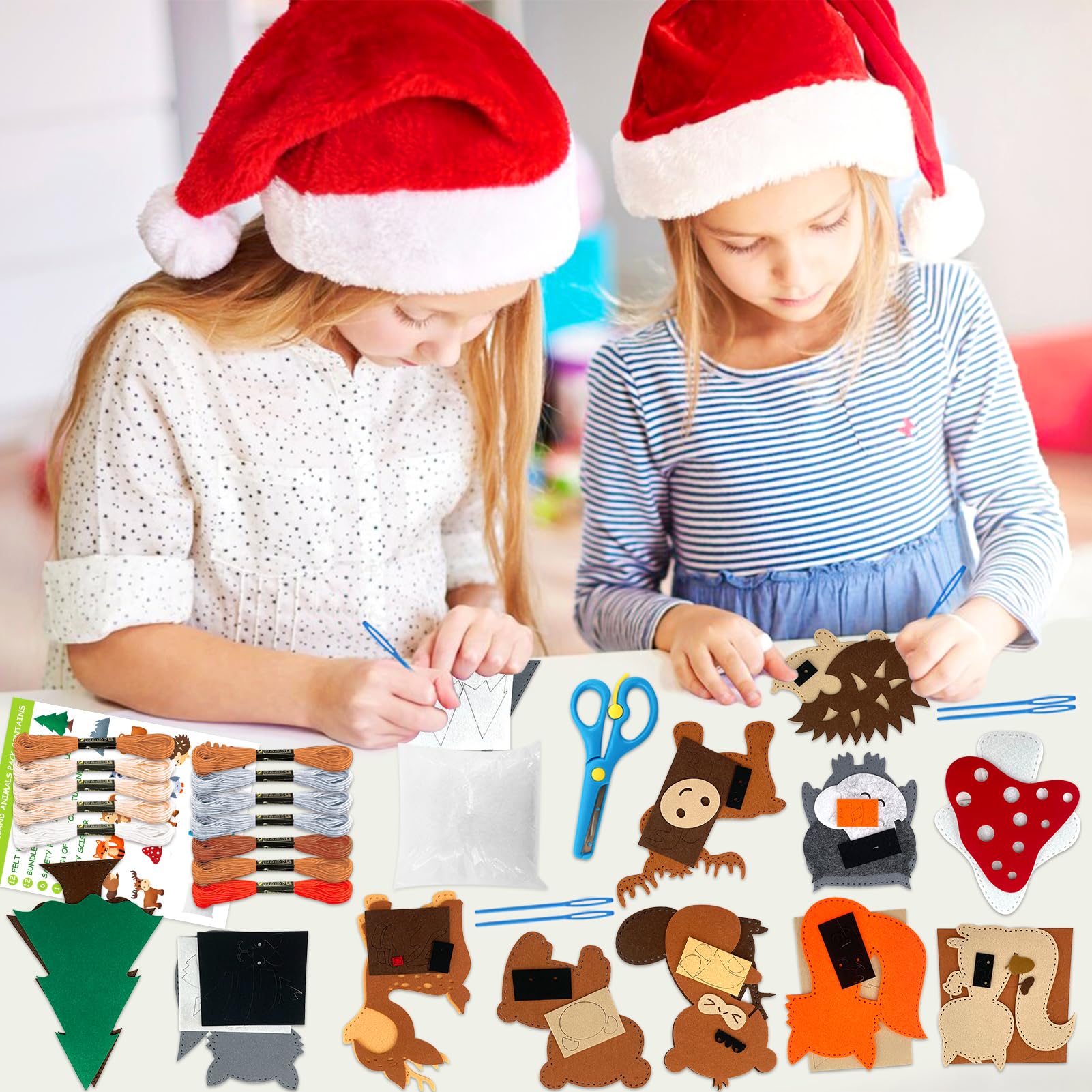 Lets Joy Zestaw do szycia ze zwierzętami leśnymi, zestaw do szycia, filcowe zestawy do szycia, zestaw do majsterkowania, zestaw filcowy dla początkujących dzieci, kreatywny zestaw do szycia figurek