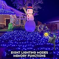 Vista 9 de suddus Paquete de 2 tiras de luces solares pequeñas de 33 pies, 100 luces LED solares azules para exteriores, 8 modos, luces solares de Navidad