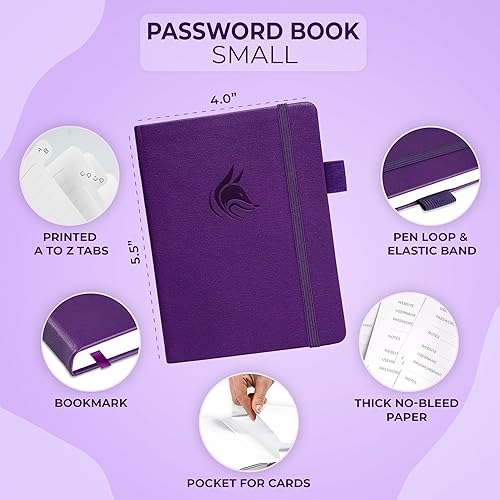 Miniatura 116 de Clever Fox - Libreta de contraseñas con pestañas alfabéticas, organizador de direcciones de Internet, tamaño pequeño de bolsillo, para inicios de