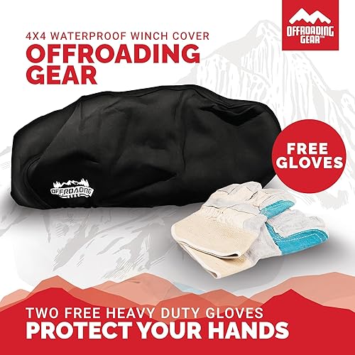 Miniatura 5 de Offroading Gear Cubierta de cabrestante resistente al agua y al polvo, 4 x 4, para cabrestantes de 8,000 libras a 10,000 libras, tela de neopreno
