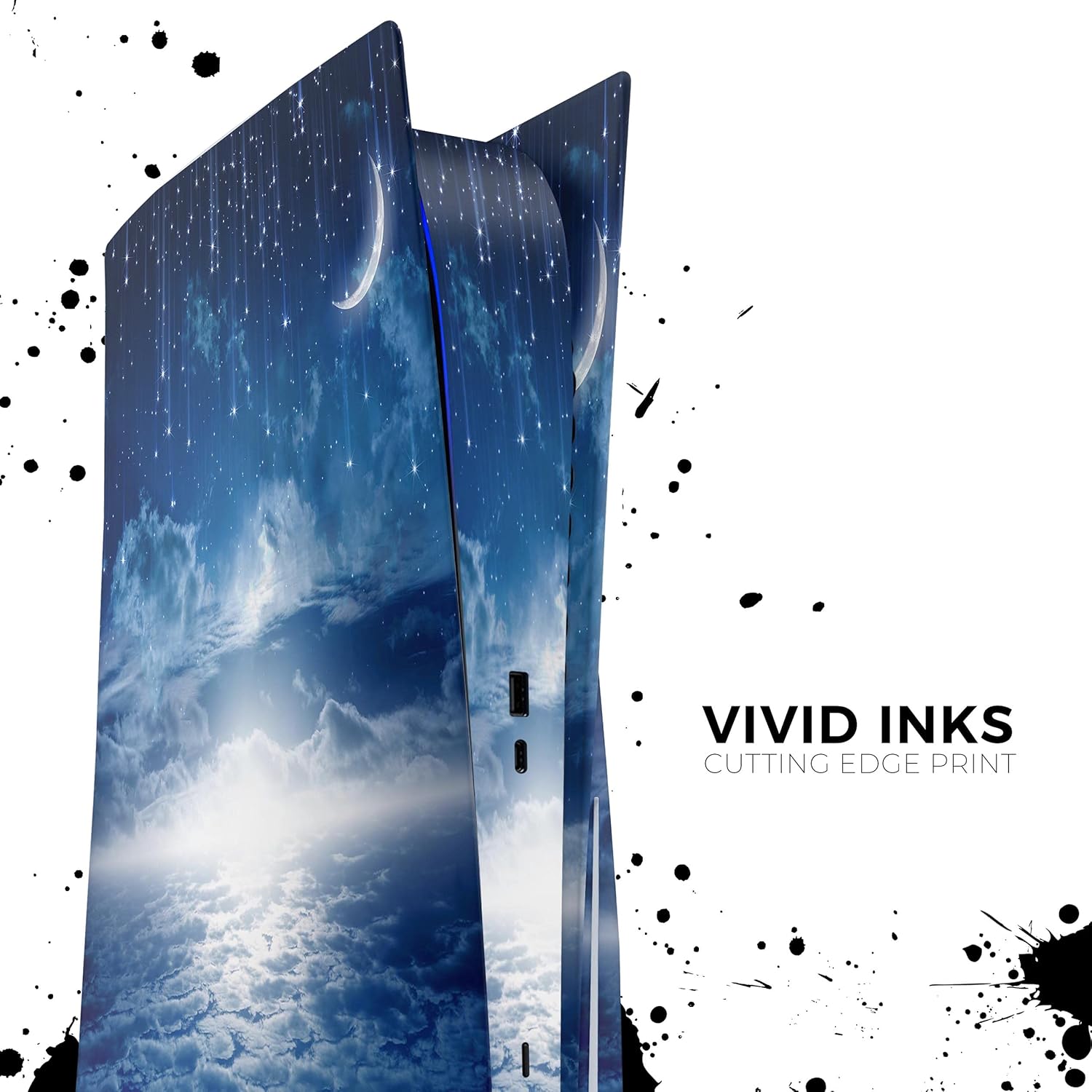 Vivid Blue Falling Stars in The Night Sky Full-Body Cover Wrap Decal Skin-Kit Compatible with Sony Playstation 3 Console + Controller