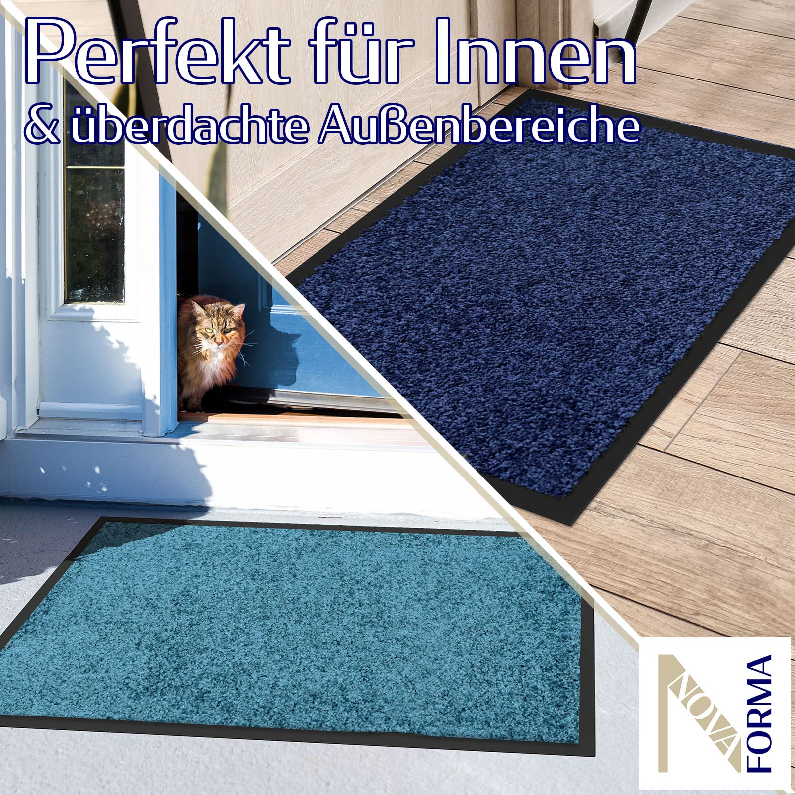 Schmutzfangmatte BRIGHT - Premium Fußmatte einfarbig - Schwarz 120x180 cm