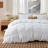 Bedsure White Queen Duvet Cover Set - Ultra Soft Double Brushed 3-Piece Bedding, Zipper Closure, Corner Ties for Kids & Adults, No Comforter